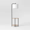 Floor Lamp With Table Natural Wood - Room Essentials™: ETL Listed, Linen Shade, Metal Body, 60" Height