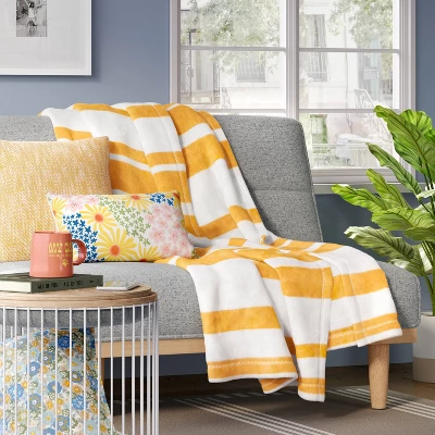 Printed Plush Striped Throw Blanket - Room Essentials™ 1 Printed Plush Striped Throw Blanket - Room Essentials™