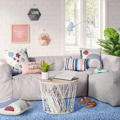 Modular Dorm Bean Bag Section Sofa Ottoman Gray - Room Essentials™ 1 Modular Dorm Bean Bag Section Sofa Ottoman Gray - Room Essentials™