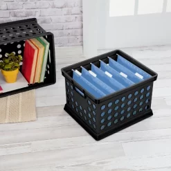 Storage Crate Black - Room Essentials™: Plastic Stackable Utility Bin, Portable With Built-In Handles, 30.6L Capacity -Target GUEST fcade605 7bd5 4e95 b715 a8af53062d9e
